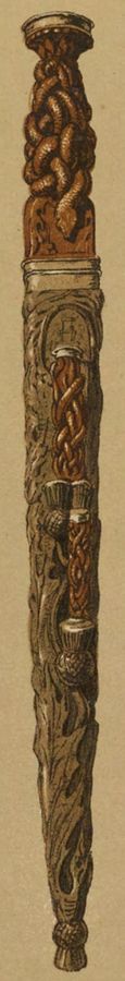 Highland dirk in its sheath with knife and fork