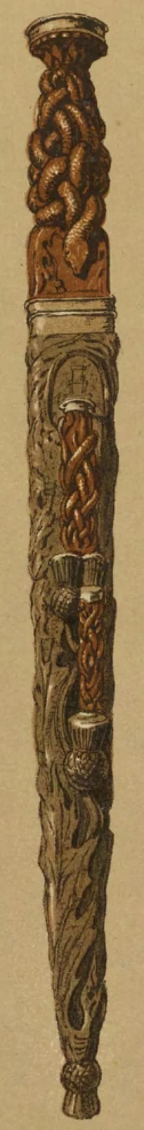 Highland dirk in its sheath with knife and fork