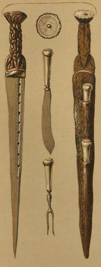 Highland dirk with its knife, fork and sheath