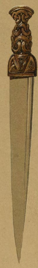 Highland dirk with interlace-carved grip