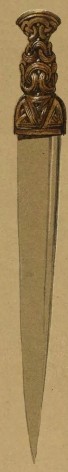 Highland dirk with interlace-carved grip