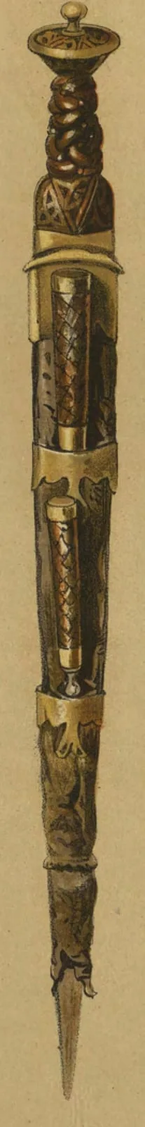 Highland dirk in its sheath with knife and fork