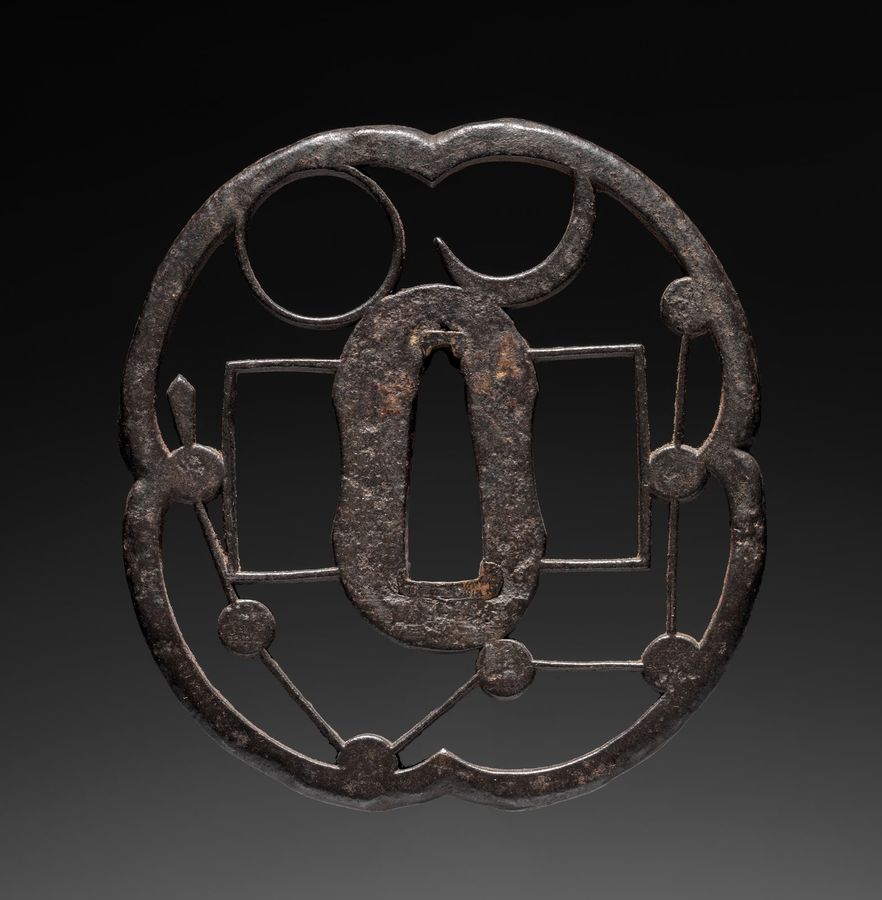 Sword Guard (Tsuba) with Sun, Moon, and Northern Dipper