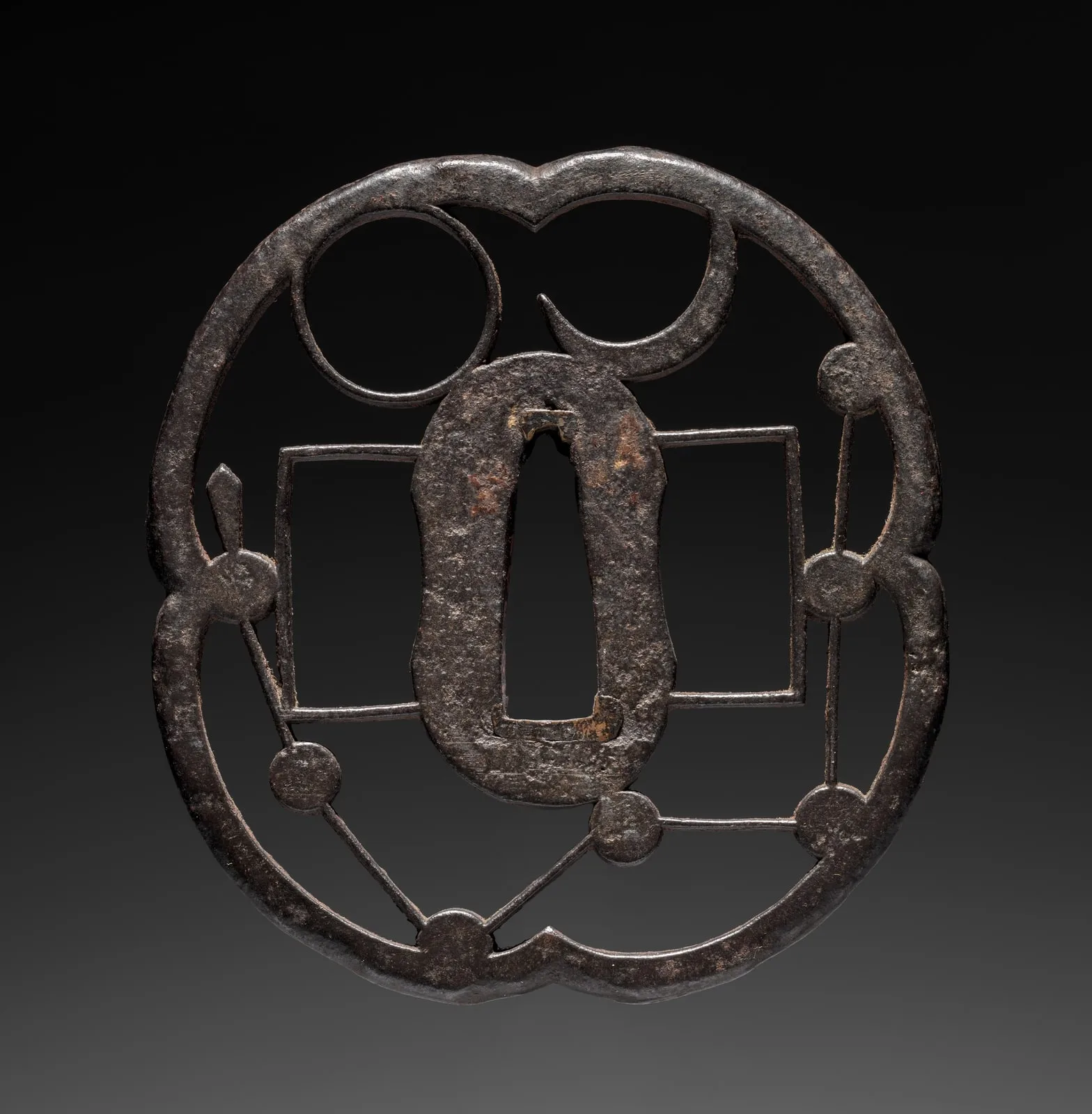 Sword Guard (Tsuba) with Sun, Moon, and Northern Dipper