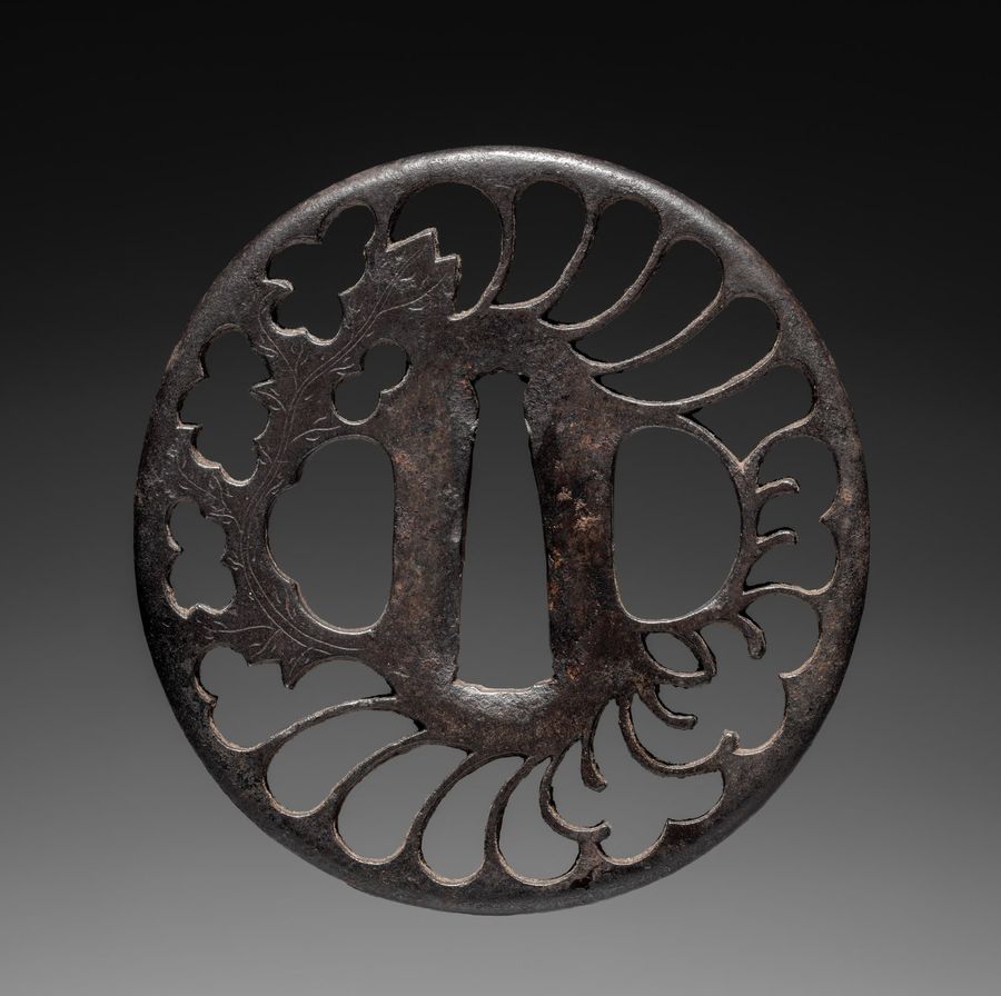 Sword Guard (Tsuba) with Chrysanthemum