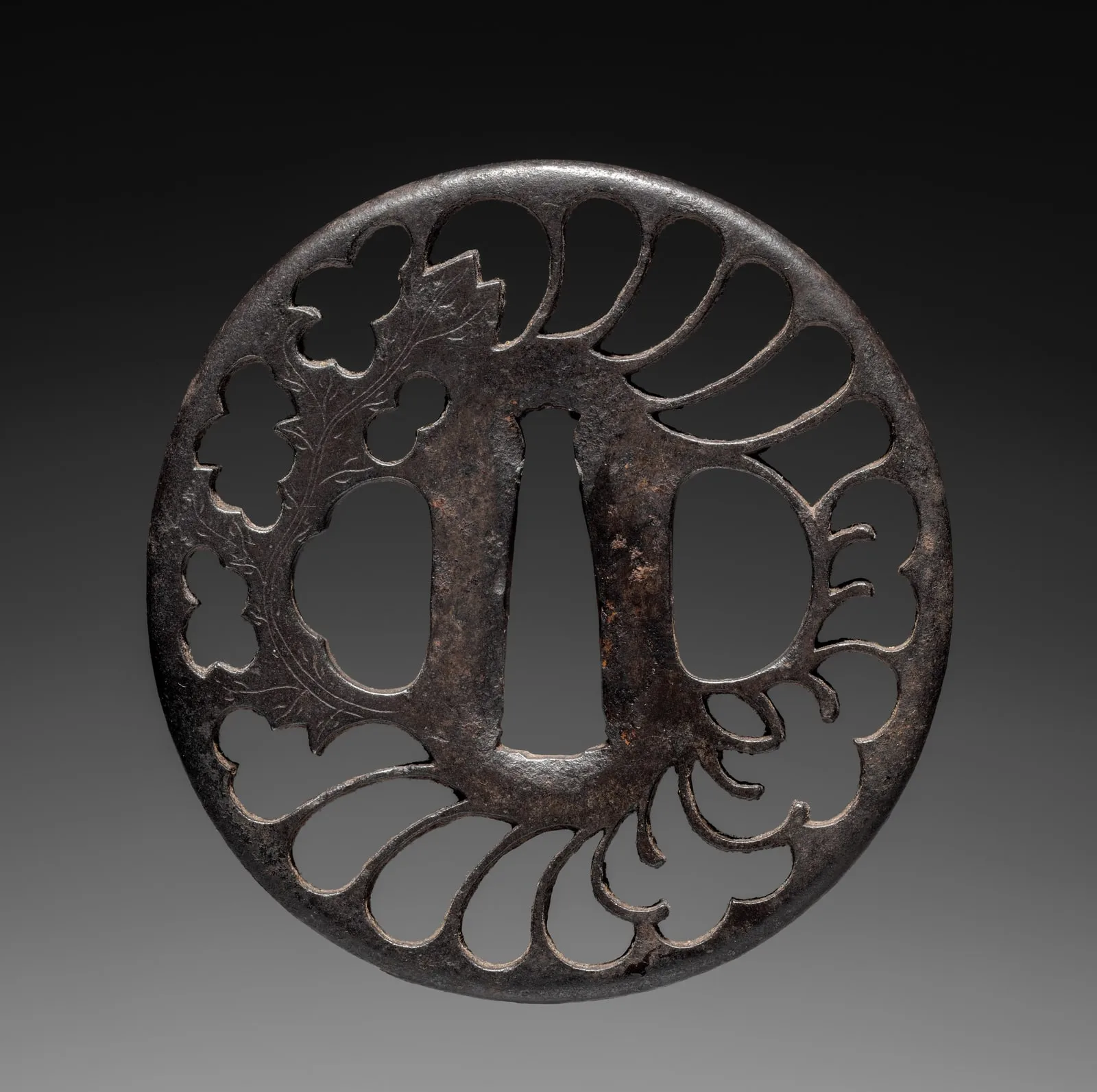 Sword Guard (Tsuba) with Chrysanthemum