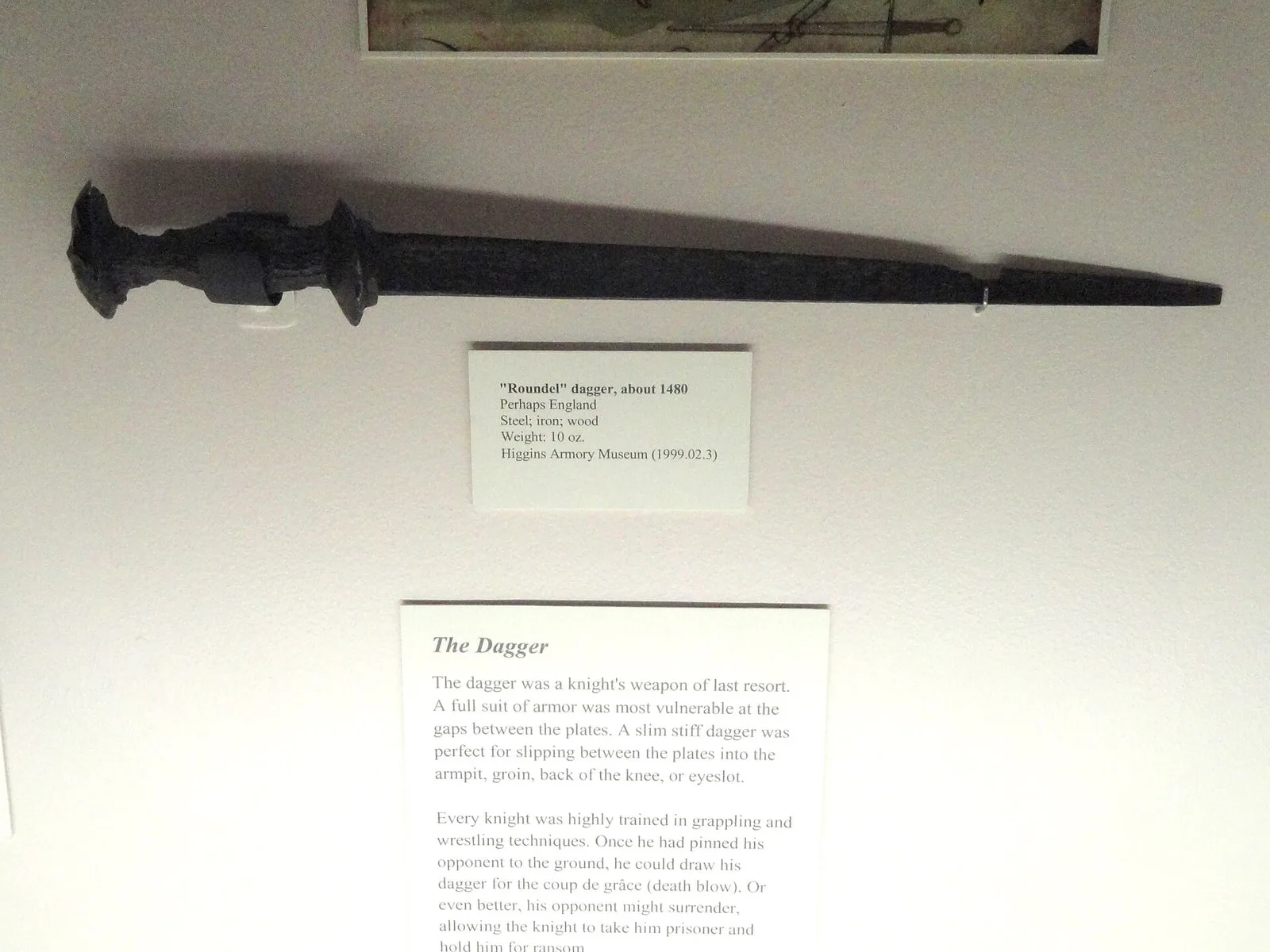 Roundel dagger, perhaps England, circa 1480 - Higgins Armory Museum - DSC05476