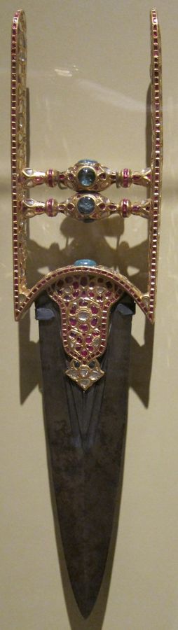 Dagger, northern India, 19th century, steel, gold, gemstones and enamel, Honolulu Academy of Arts