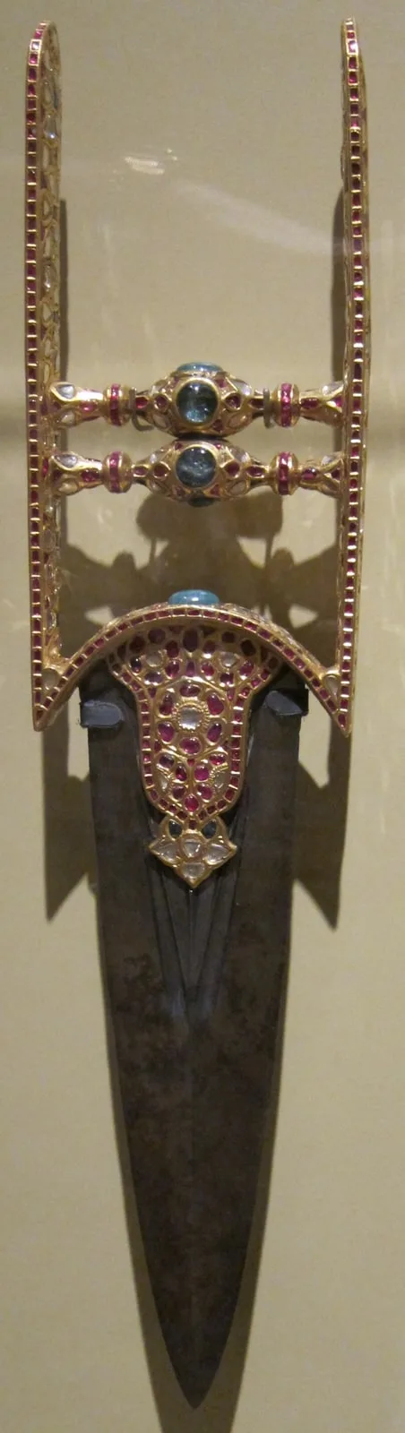 Dagger, northern India, 19th century, steel, gold, gemstones and enamel, Honolulu Academy of Arts