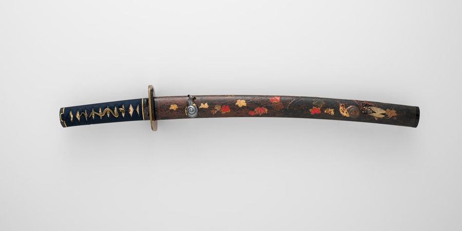 紅葉蒔絵鞘脇指拵 Mounting for a Short Sword (Wakizashi)