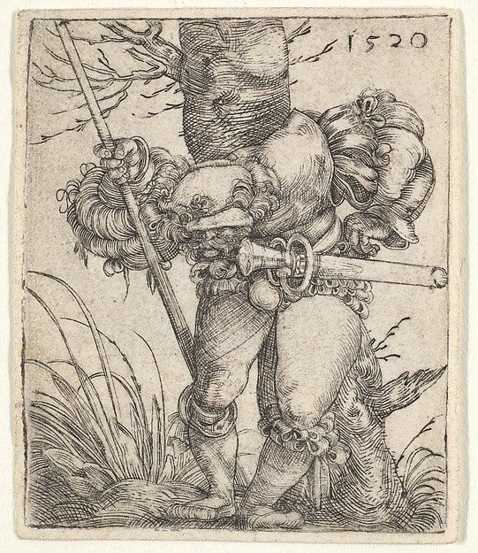 Bending Soldier Leaning against a Tree