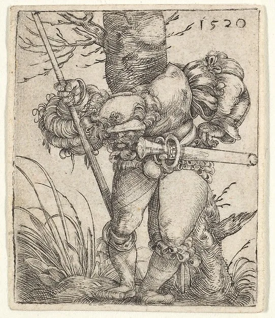 Bending Soldier Leaning against a Tree