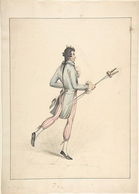 A fencing master (recto); sketch of a man's head (verso)