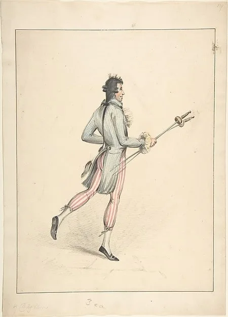 A fencing master (recto); sketch of a man's head (verso)