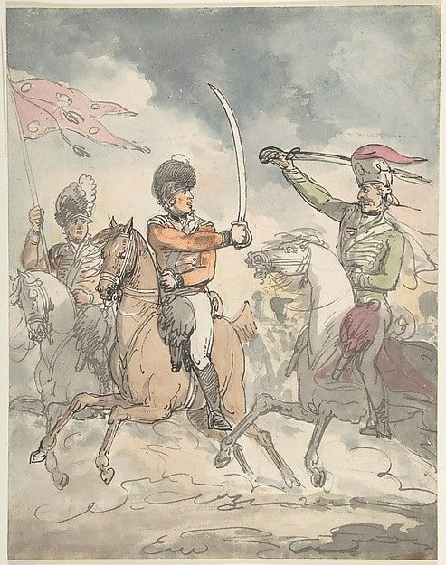 Unused study for a plate to "Hungarian and Highland Broadsword Exercise" Feb. 12, 1799