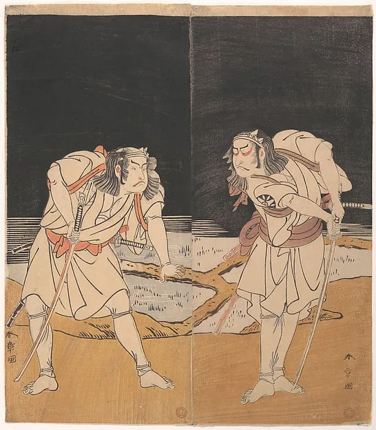 Duel Scene from the Kabuki Drama, "A Soga Pattern Dyed to Order" (Ōatsurae-zome Soga Hinagata)