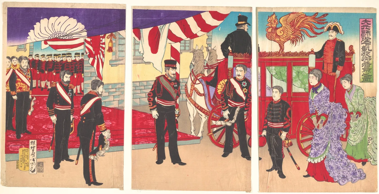 His Imperial Majesty, the Commander-in-Chief, Arriving in the Capital in Triumph [Sino-Japanese War] (Daigenshi heika gaisen gochakkyō no zu)