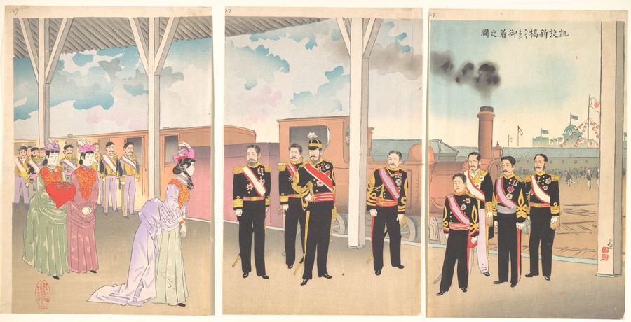 Triumphant Arrival of the Emperor at Shinbashi Station