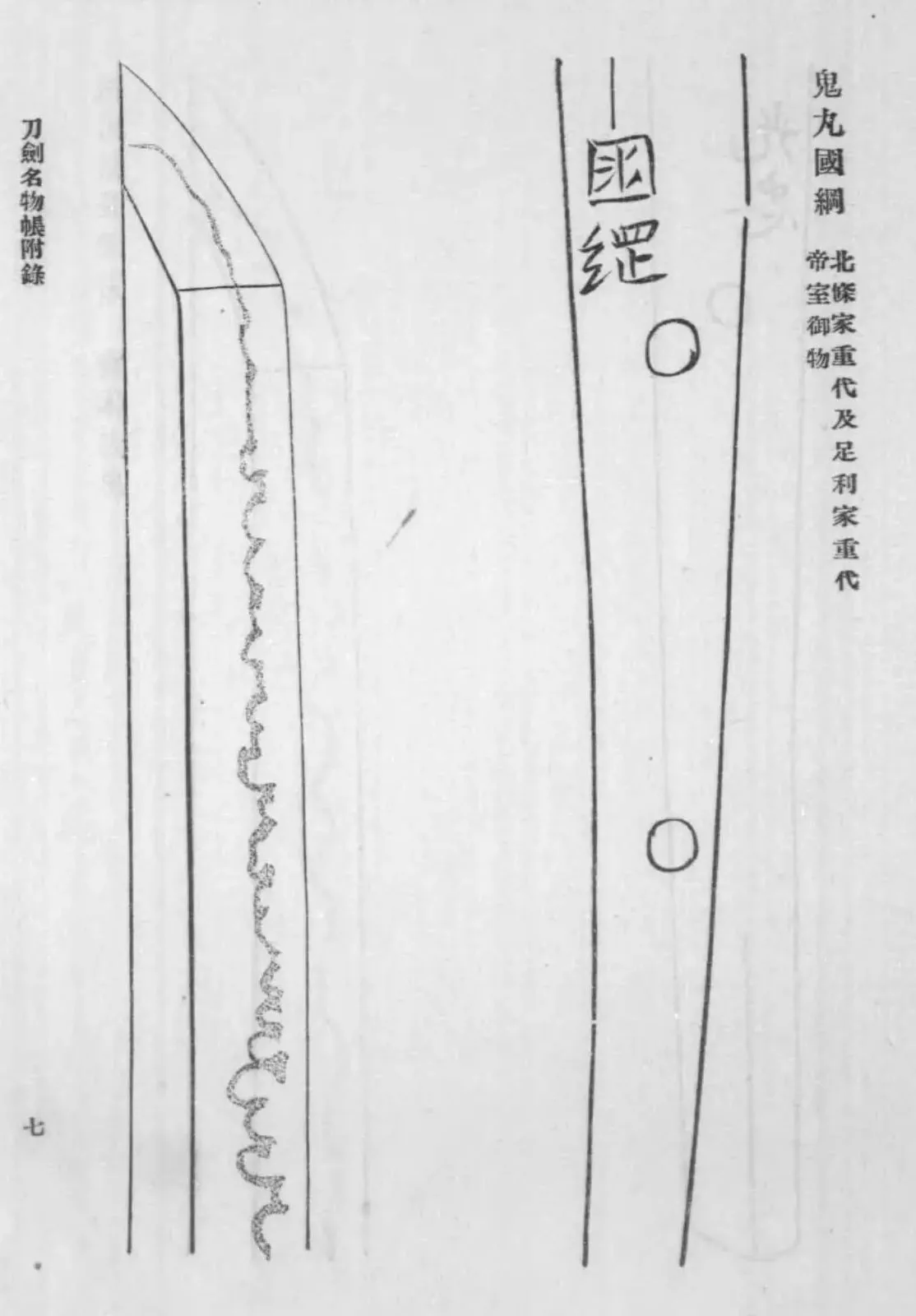 Oshigata of the tachi Onimaru Kunitsuna