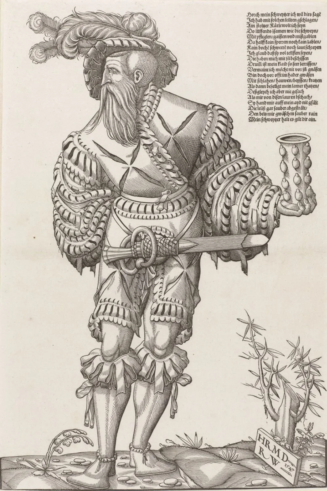 Landsknecht met een glas